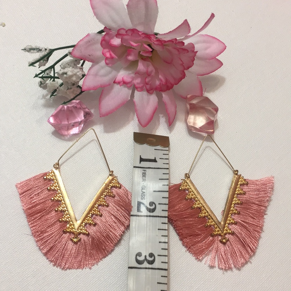 Pretty-N-Pink Neckline Drop Earrings. - Picture 4 of 4